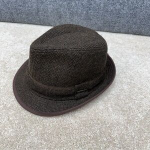 Woolrich Fedora Hat men's size Medium brown herringbone